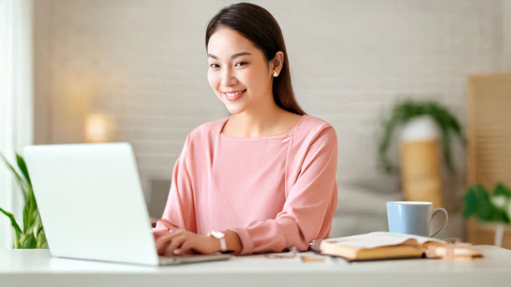 在宅ワークする女性